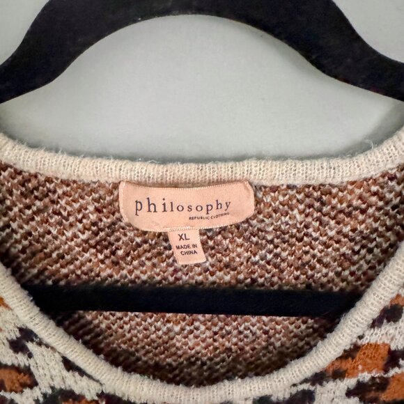 Philosophy Leopard Print Knit Sweater Pullover XL - Picture 2 of 4